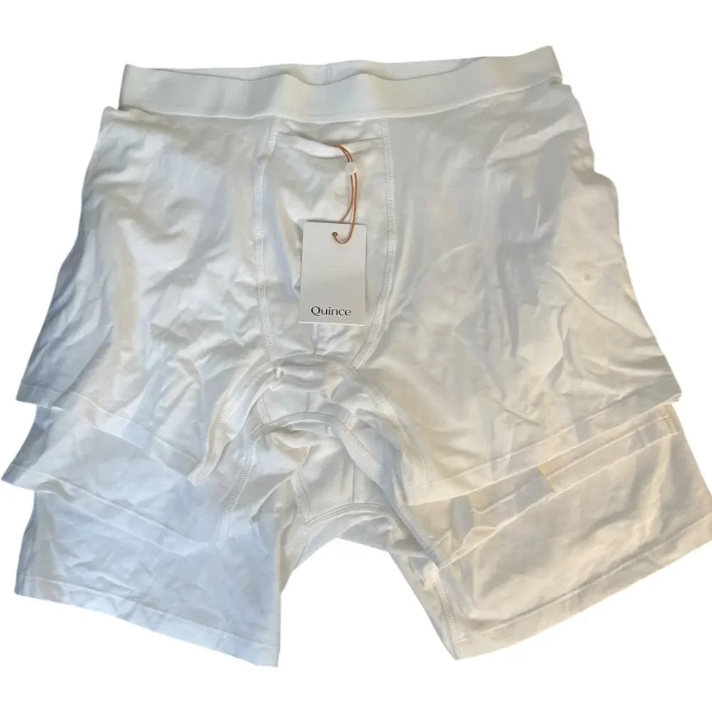 Quince Men’s Organic Cotton Stretch Boxer Briefs 3 Pack White M NWT